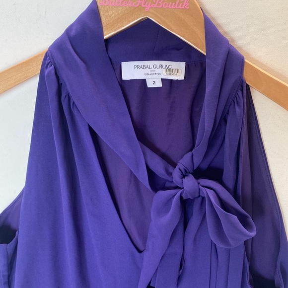 (A54) PRABAL GURUNG COLLECTIVE
Tie-Neck Blouse, Sleeveless, Color-Purple, Size 2 - Picture 7 of 12
